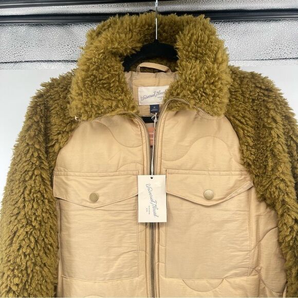 Universal Thread Women’s Tan Olive Quilted Full Zip Faux Fur Moto Jacket Medium - Picture 5 of 16